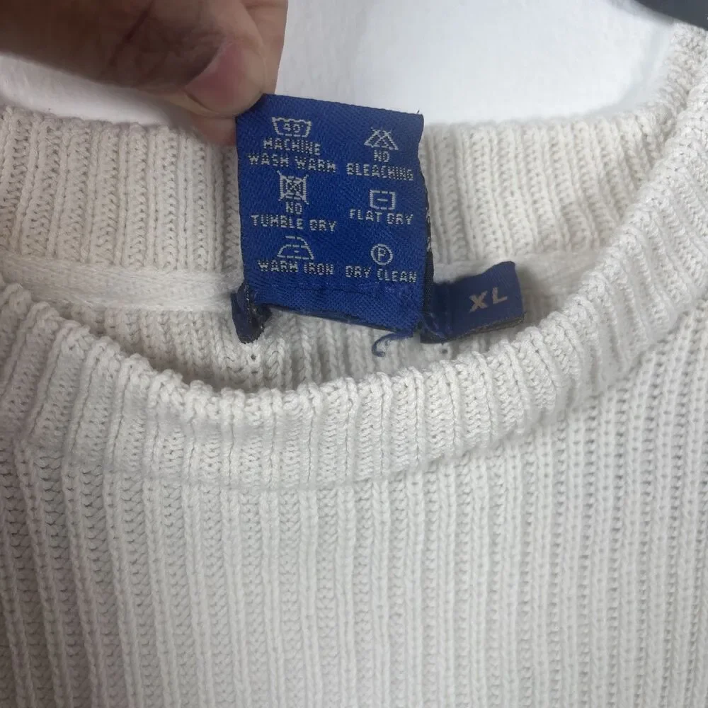 VTG 90s Rockport sweater Men's/ Unisex cream Ribbed knit 84% Cotton 16% Nylon XL